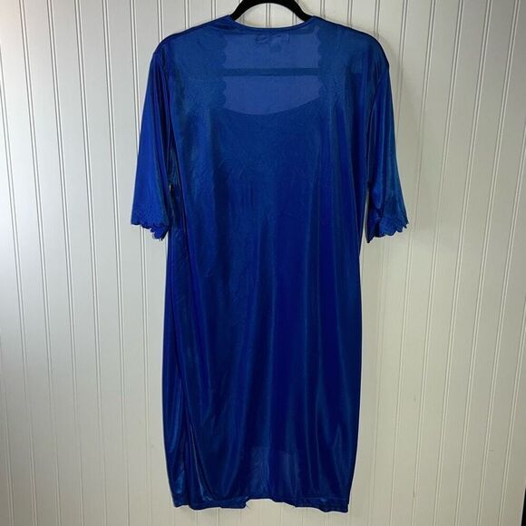 Sindrella Vintage 2 Piece Lace Slip & Robe Set Women’s Medium Royal Blue Sexy - Picture 5 of 9